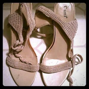 Heeled  crocheted sandals